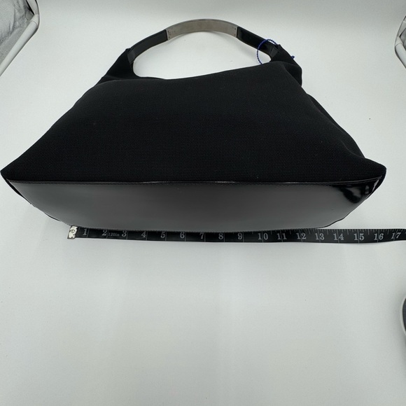 Authentic Gucci Metal Handle Canvas & Leather Shoulder Bag Black - Picture 13 of 16